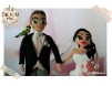 Figurine tort nunta - Mire & Mireasa alaturi de catelul westie si cei 4 papagali
