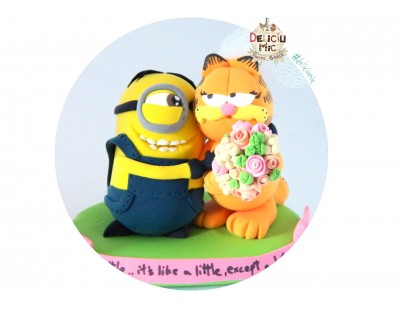 Figurina tort Nunta Mirele Minion si Mireasa Garfield