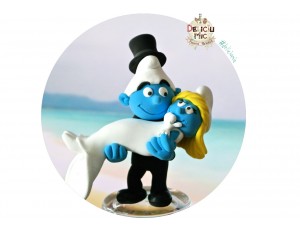 Figurine de Tort pentru nunta - Mire si Mireasa Strumfi